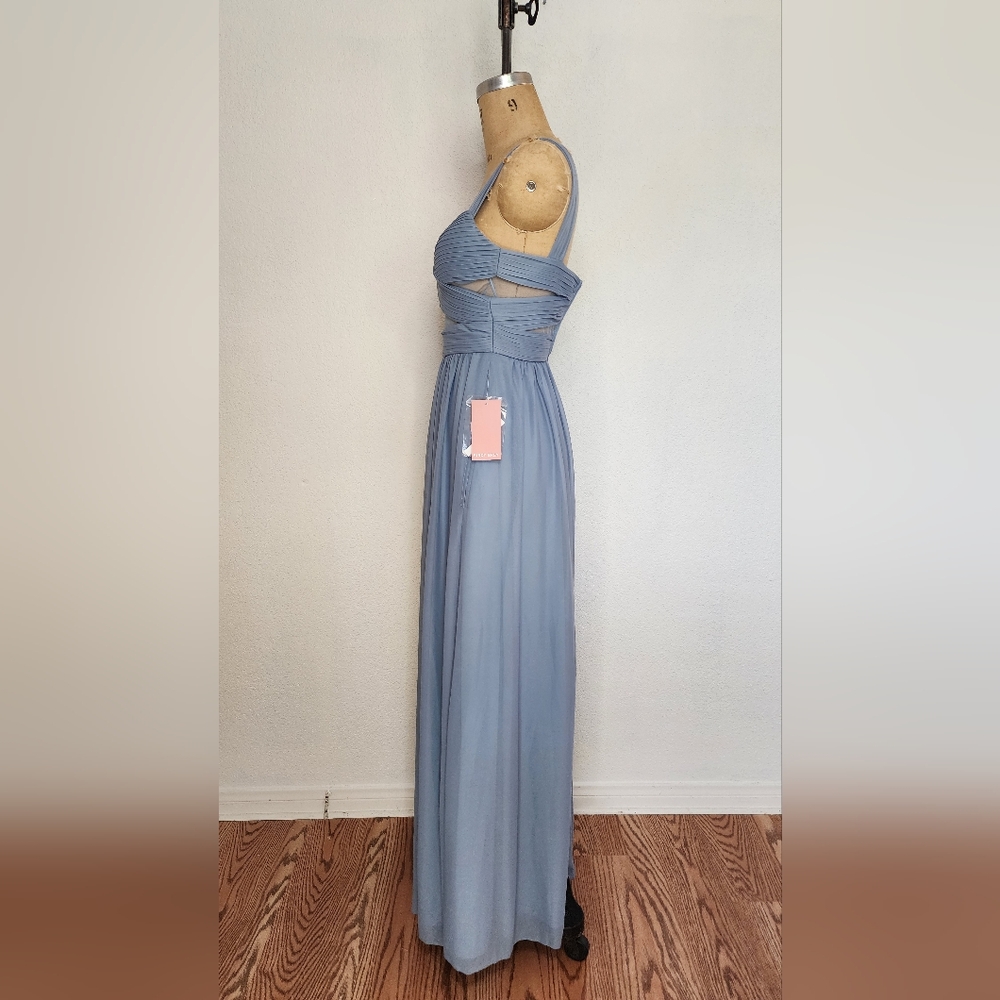 Birdy Grey Blue Mesh Elsye Bridesmaid Gown - Picture 7 of 12